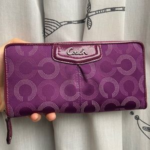 Coach Women Zip Around Wallet - Purple